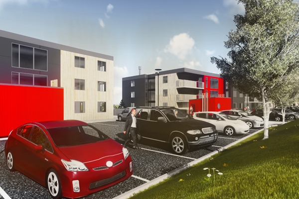 svæði til austurs hjólageymslur á aðkomuhlið atelier arkitekta