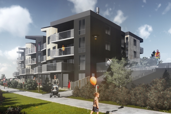 aðkoma að ofan einnig um stiga er liggur milli húsa atelier arkitekta