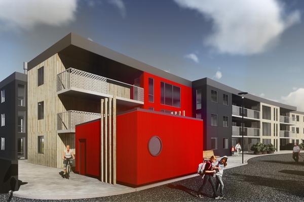 svæði til austurs hjólageymslur á aðkomuhlið atelier arkitekta